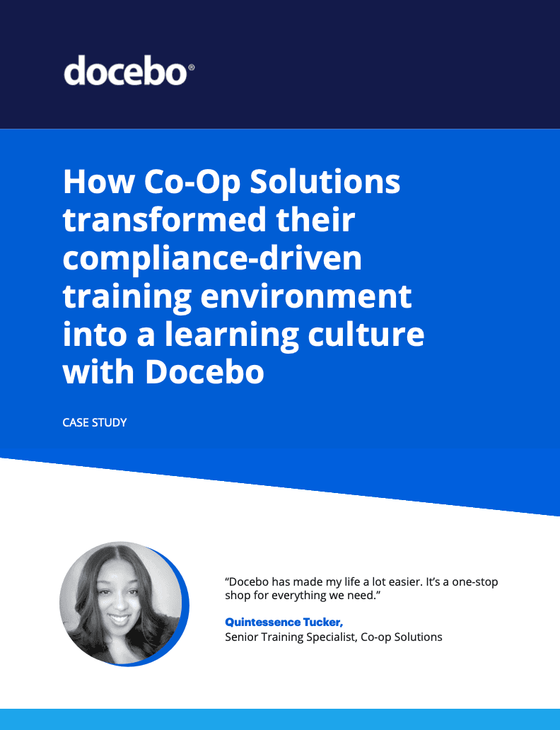 Download the case study to unlock how Docebo helped Co-Op Solutions to get: